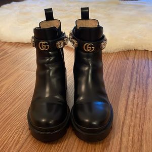 Gucci Leather Ankle Boots with Embellishments